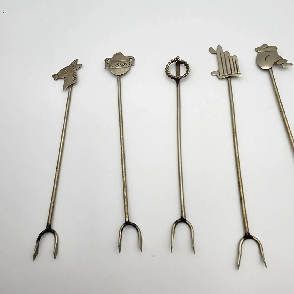 Vintage Taxco Set of 7 Olive/Pickle Forks